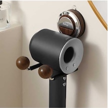 Wondernest Zımbasız Vantuzlu Tutucu, Saç Kurutma Makinesi Lichen Banyo Askısı Siyah