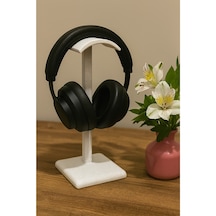 Dekoratif Gamer Kulaklık Standı - Kulaklık Tutucu - Mermer Beyazı - 24 Cm
