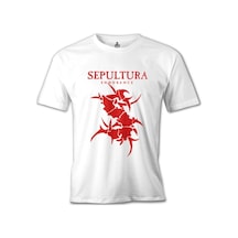 Sepultura - Endurance Logo Red Beyaz Erkek Tshirt