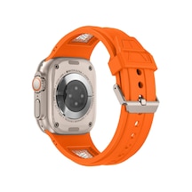 Watch Uyumlu Ultra 49mm Zore Krd-117 Hava Alabilen Delikli Metal Süslemeli Desenli Silikon Kordon-tit