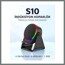 Bezos S10 5w Bluetooth + Temasıyla Ses Yükselten İndüksiyon Hoparlör 2000 Mah Rgb Işıklı Standlı 5in Speaker Mmbz
