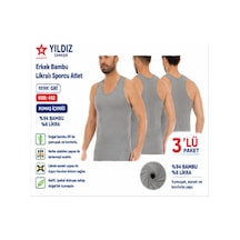 Yıldız Çamaşır Erkek Bambu Sporcu Likralı Atlet 490-491-492 - 3 Adet Gri