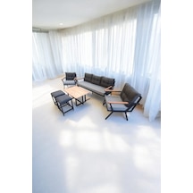 Pilocca Bahçe Balkon Mobilyası Gri Antrasit 3+1+1 Sehpalı 2 Puflu Antrasit - Gri Pilocca Bahçe Balkon Mobilyası Gri Antrasit 3+1+1 Sehpalı 2 Puflu Antrasit - Gri