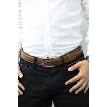 Süzer Deri Guard Taba Dikişli Klasik Deri Erkek Kemeri - 3.5 CM - Grd2403xw22357 Taba