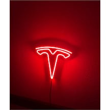 Tesla Neon Led Yazı Tabela Siyah 3d Gövdeli Neon Yazı Dekoratif Obje 21 Cm Yükseklik Adaptör Dahil Renkli