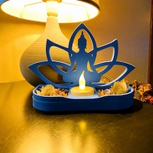 3d Baskı Lotus Buda Mumluk - Dekoratif Tealight Mumluk-mavi Diğer