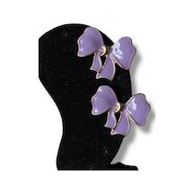 Kalp Detaylı Fiyonklu Bijuteri Küpe Mor