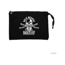 Zepplin Giyim Barbershop Bald Beards Siyah Clutch Astarlı Cüzdan / El Çantası Siyah