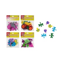 Bu-bu Sticker Simli Çiçek Pvc 24 Lü Bubu-sts005 Çok Renkli