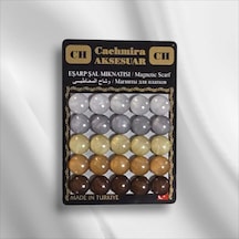 Cachmira 25'li 12 Mm Simli Sedefli Beyazlı Eşarp Şal Mıknatısı Tesettür Aksesuarı Çok Renkli