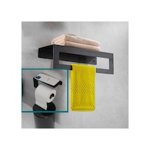 Risingmaber Metal Banyo Havlu Askılığı & Tuvalet Kağıdı Askılığı 2li Set Mat Siyah Mt53s Genel