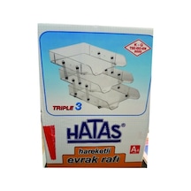 Hatas 3'lü Evrak Rafı Şeffaf Plastik