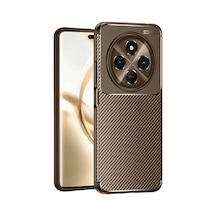 Tecno Spark 30 Kılıf Auto Focus Karbon Kapak - Kahverengi İtdark43065