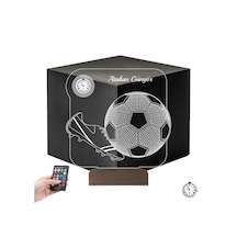 Luvivia Futbol Topu Krampon Futbolcu Hediye Kişiye Özel Metal Saatli 3d Lamba - Masa Gece Lambası Şeffaf