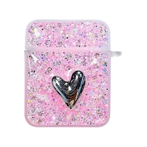 Ayrex Airpods 1. Nesil / 2. Nesil İçin Kılıf Glitter Shiny Pembe Airpods 1/2 İle Uyumlu Kılıf - Pembe