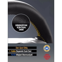 Mini One İçin Uyumlu Özel Süper Deri Direksiyon Kılıfı Dikmeli Sarı Spor Dikiş