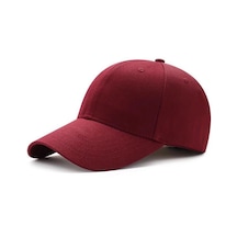 Koyu Kırmızı Unisex Düz Kavisli Güneş Beyzbol Şapkası