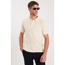 Tudors Erkek Slim Fit Dar Kesim Pamuklu Yumuşak Dokulu Serin Tutan Kumaş Düz Pike Polo Yaka Tişört-34952 Sarı