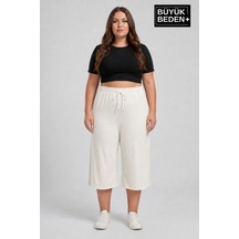Süperlife Kadın Büyük Beden Şort 3xl-6xl Rahat Kesim Diz Altı Günlük Şort-spr26bsrk591 Ekru