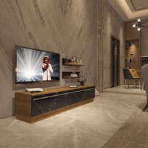 Decoraktiv Eko 4b Mdf Std Tv Ünitesi Tv Sehpası Pera - Siyah Mermer