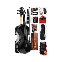 Midex Hga44bk-tys Full Siyah Set Keman 4/4 Yastık Reçine Çanta Yedek Tel Susturucu Yay