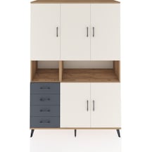 Hyperion Dolap 7 Raflı 4 Çekmeceli 5 Kapaklı 132x44x195 Çam-aytaşı/antrasit Aytası/antrasıt