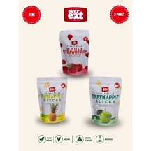 Evereat Çilek-ananas-elma Freeze Dry Meyve Cipsi 3'lü Paket Gurme Atıştırmalık 1 Adet