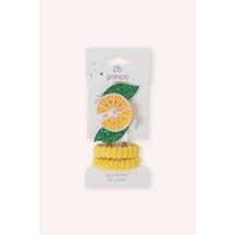 Panço Kız Çocuk Limon Fügürlü Sarı Toka Seti 2512GK09027