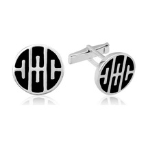 Gümüş  Desenli Yuvarlak Kol Düğmesi