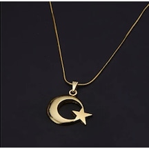 Beren Stainless Steel Ay Yıldız Çelik Kolye Gold