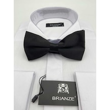 Brianze Siyah Düz Renk Saten Papyon Siyah