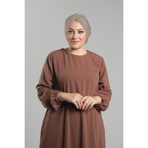 Hürrem Bone Sütlü Kahve Pratik Hazır Geçmeli Tesettür Bone Sandy Büzgülü Salaş 2119 26 Sütlü Kahve Sütlü Kahverengi