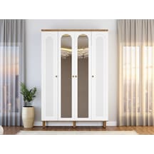 Gülce 4 Kapaklı Çekmeceli Mdf Membran Dolap Gardırop Beyaz