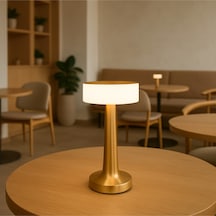 Şarjlı Gold Silindir Masa Lambası Modern Dekoratif Led Abajur