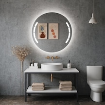 50x50 Cm Aurora Segment Led Segment Aydınlatmalı Yuvarlak Ayna Beyaz Işık 6500k Işık 6500k Beyaz