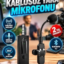 2.4 Ghz Kablosuz Yaka Mikrofonu Bluetooth 5.2, Gürültü Azaltma Ve 360 Ses Algılama