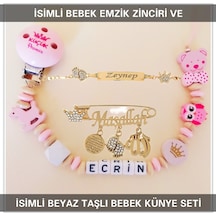 Sahi Aksesuar İsimli Bebek Emzik Zinciri Ve İsimli Bebek Künye Seti Bezyı662 Çok Renkli