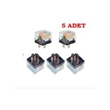 5 Adet Üniversal Röle 40 Amper Şeffaf 5 Uçlu 12V Role Su Geçirmez