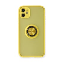 Newface - 239 - İphone 11 Kılıf Montreal Yüzüklü Silikon Kapak - Edntrend - - Sarı