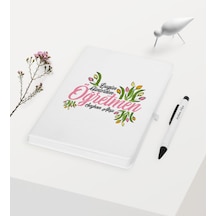 Kişiye Özel Bugün Günlerden Öğretmen Temalı Beyaz Defter Kalem He N11.3106