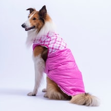 Pembe Plaid Ekose Desen Yelek Büyük Irk Köpek Yeleği Köpek Kıyafeti Köpek Yağmurluk