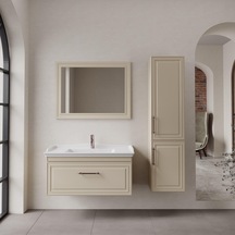 Denko Era 100 Cm Bej Banyo Dolabı Takımı Ve Boy Dolabı Bej