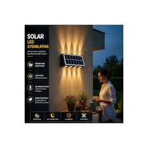Solar Led Duvar Apliği 8 Ledli Bahçe Aydınlatması Güneş Enerjili Dış Mekan Bahçe Lambası, Su Geçirmez Sensörlü