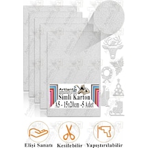 Simli Karton A5 15x20 Cm 5 Li 1 Paket Simli Fon Kartonu Parıltılı Kağıt Anasınıfı Kreş Etkinlik Proje Dekoratif Gümüş