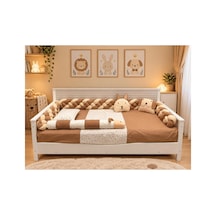 Montessori 90x190 Uyku Seti 4'lü Saç Örgü, 11 Parça, 155 215 Pierrecardin İç Yorgan İle Bej
