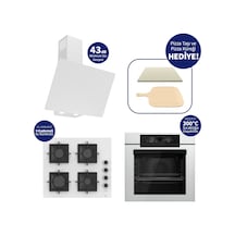 Ferre Pizzart & Fryart QEP65CB+SC206-FA+D078-SA Döküm Izgara Ankastre Set Beyaz