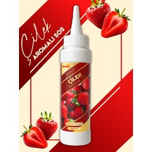 Güllüoğlu Çilek Aromalı Sos - Waffle & Krep & Pankek & Tatlı & Dondurma & Kruvasan Sos - 300 Gr / 225 Ml