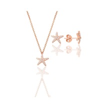 Gümüş Rose Zirkon Taşlı Deniz Yıldızı Kolye Ve Küpe İkili Set Gümüş Rose Zirkon Taşlı Deniz Yıldızı Kolye Ve Küpe İkili Set