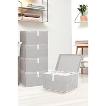 6 Adet Kapaklı Çok Amaçlı Hurç Saklama Kutusu Organizer Mini 40 X 30 X 26 Cm Gri Gri