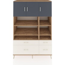 Kronos Dolap 10 Raflı 4 Çekmeceli 3 Kapaklı 132x59x195 Çam-an... Çam